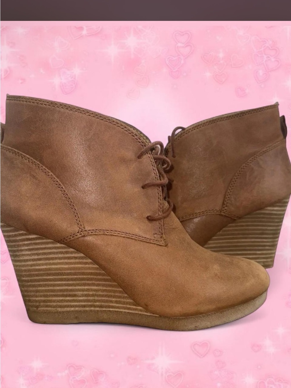 Lucky Brand Taheti Leather Wedge Booties | Size 7